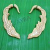 Yellow wooden tribal bird cheater gauge earrings c0033wy