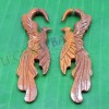 Red wooden tribal paradise bird earrings c0023wr