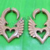 Sabo wooden angel wing heart tribal cheater gauge earrings c0019wc