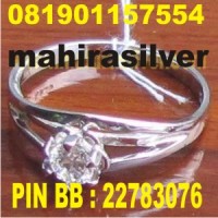cincin perak mata diamond CSD.04 lapis emas putih