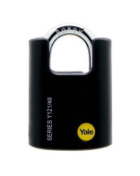 Yale Padlock Y121-40-125 Classic Series Outdoor Black Plastic Covered Brass (Baron Shackle) 40mm