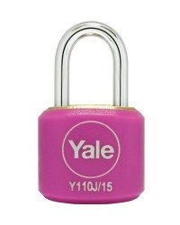 Yale Padlock Y110J-15-111-2 Pink Classic Series Indoor Color Brass 15mm with Multi-pack