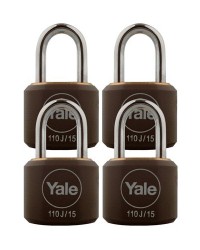Yale Padlock Y110J-15-111-4 Black Classic Series Indoor Black Cover Brass 15mm with Multi-pack