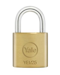 Yale Padlock YE-125 Essential Series Indoor Brass Standard Shackle 25mm