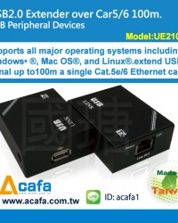  USB2.0 Extender over Cat5e/6- 100m-UE2100