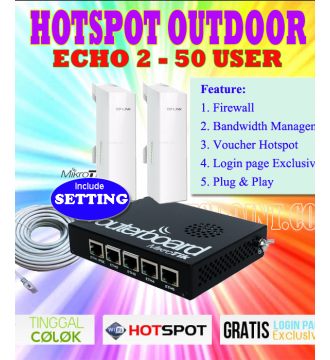 Paket Hotspot Outdoor Echo 2 Mikrotik RB450G + Tp-Link CPE220 1000mW