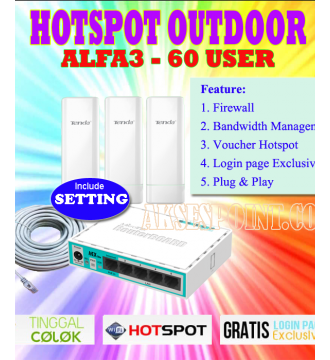 Paket Hotspot Outdoor Alfa 3 Mikrotik RB750r2 + Tenda o3 800mW