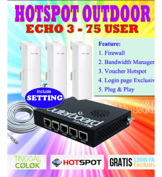 Paket Hotspot Outdoor Echo 3 Mikrotik RB450G + Tp-Link CPE220 1000mW
