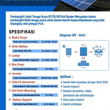 Paket PLTS Rooftop Off - Grid 3 Kwp Surya Panel Indonesia