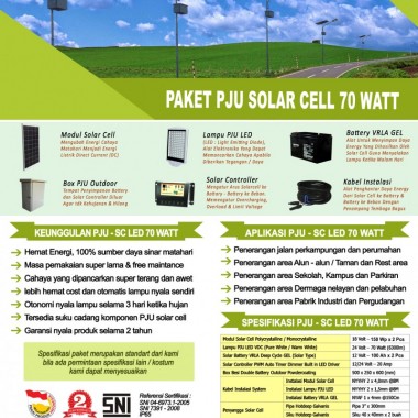 paket PJU solar cell 70 watt LED Surya Panel Indonesia