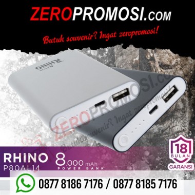 Souvenir Power Bank Arden Premium Rhino 8.000mAh - P80AL14 Berkat Usaha Maju