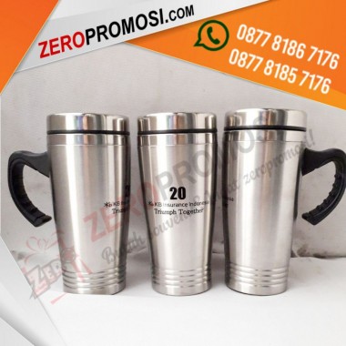 Souvenir Mug Stainless 3 Garis 450ml - tumbler promosi