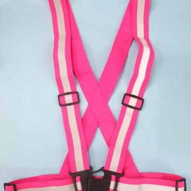 rubber reflective elastic V shape safety vest,rompi karet vest pink