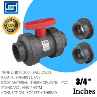 spears Ball valve pvc socket thread ansi 3/4 inches,true union 2000