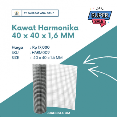 Kawat Harmonika 40 x 40 x 1,6 MM