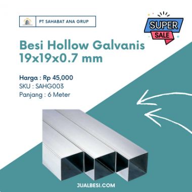 Besi Hollow Galvanis 19x19x0.7 mm