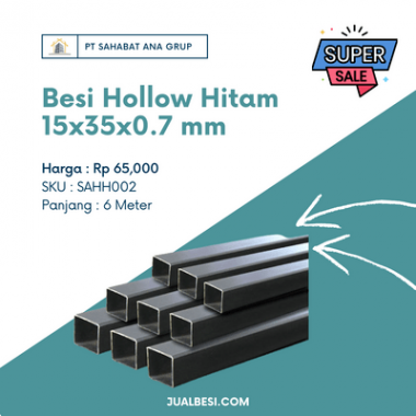 Besi Hollow Hitam 15x35x0.7 mm