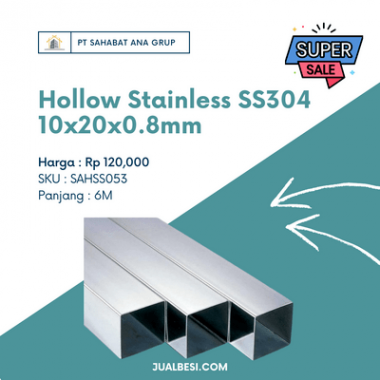 Hollow Stainless SS304 10x20x0.8mm