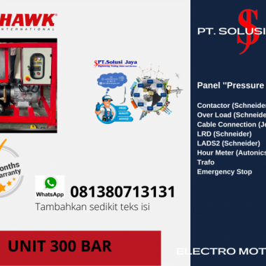 PRESSURE 300 BAR - 15 LT/M | HAWK PUMPS | HYDROTEST PUMP | PT SOLUSI JAYA