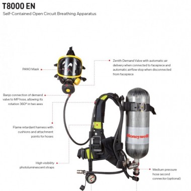 Self contained breathing apparatus honeywell T8000,pernapasan scba