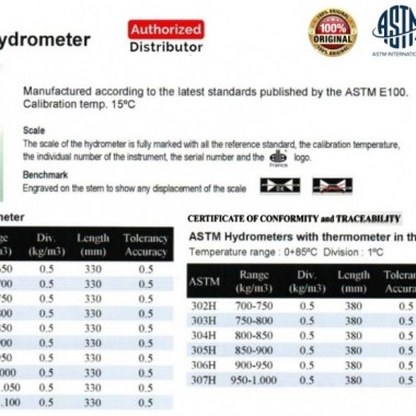 thermohydrometer ASTM allafrance,density thermometer kadar berat jenis