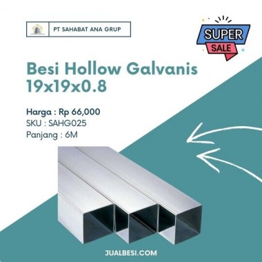 Besi Hollow Galvanis 19x19x0.8
