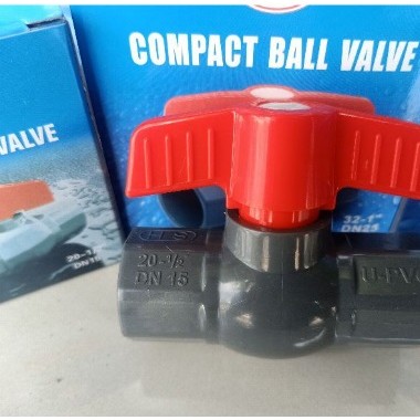 pvc ball valve compact 1/2 inch SH taiwan sch80,stop kran upvc pipa