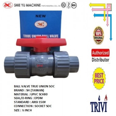 pvc true union ball valve socket soc sch80 1/2 inch epdm, cek kran