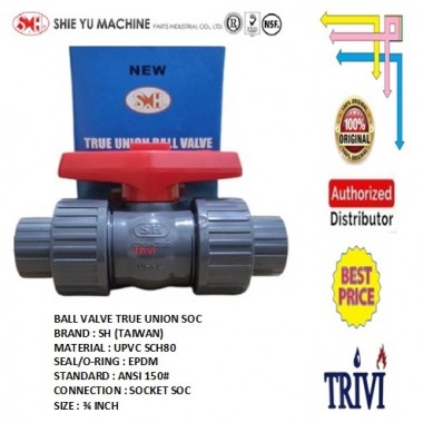 pvc true union ball valve socket soc sch80 3/4 inch epdm, cek kran
