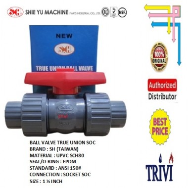 pvc true union ball valve socket soc sch80 1 1/2 inch epdm, cek kran