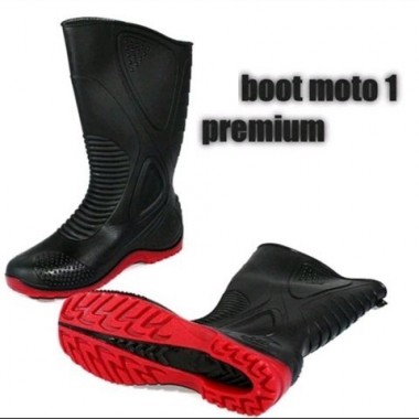 Sepatu boot moto 1 tinggi hitam merah,ap boots biker motor anti slip fashion pria