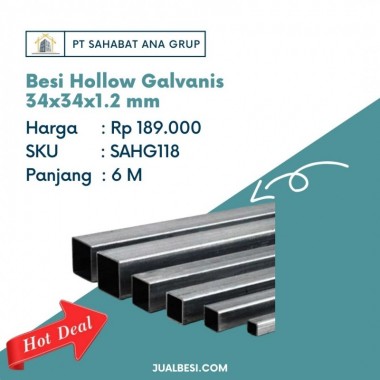Besi Hollow Galvanis 34x34x1.2 mm