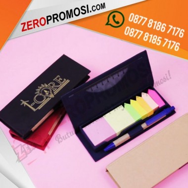 Souvenir Memo Post It Custom Logo - Tipe 908 Multifungsi Pen & Penggaris
