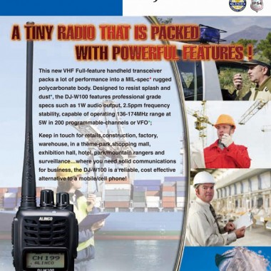 ALINCO DJ-W100 (350 – 400) VHF FM Handheld Transceiver