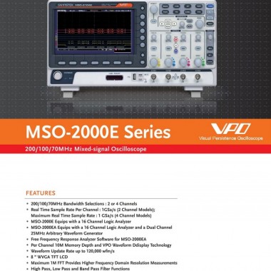 GW Instek MSO-2102EA 100MHz, 2 + 16 Channel, Mixed-Signal Oscilloscope