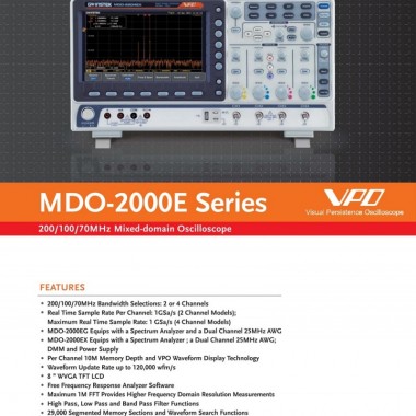 GW Instek MDO-2102XE 100MHz, 2-Channels Mixed-Domain Oscilloscopes