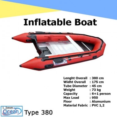 Jual Perahu karet OCEAN 380 kap 6-7 orang PVC 1.2 mm