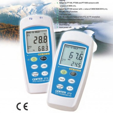 CENTER 372 Dual Input RTD Thermometer (Water Proof)