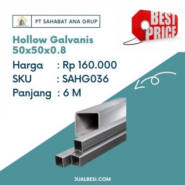 Hollow Galvanis 50x50x0.8