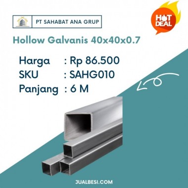 Hollow Galvanis 40 x 40 x 0.7 mm