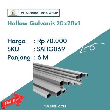 Hollow Galvanis 20 x 20 x 1 mm