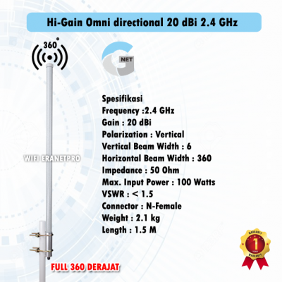 Antena Gnet Hi-Gain Omni Directional 20 dBi 2,4 GHz