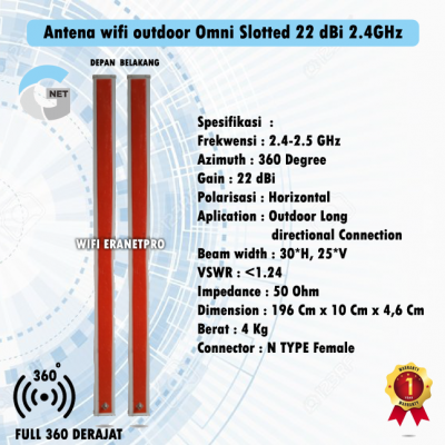 Antena Gnet Omni Slotted 22dBi 2.4GHz 360 derajat