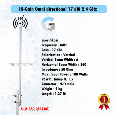 Antena Gnet Hi-Gain Omni directional 17 dBi 2.4 GHz