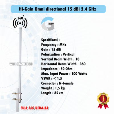 Antena Gnet Hi-Gain Omni directional 15 dBi 2.4 GHz