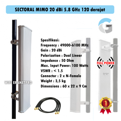 Antena Gnet Sectoral MIMO 20 dBi 5,8 GHz 120 derajat