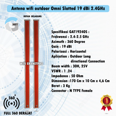 Antena Gnet omni slotted 19 dbi 2,4 Ghz 360 derajat