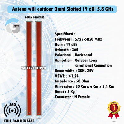 Antena wifi Gnet Omni Slotted 19 dBi 5,8 Polarisasi 360 derajat