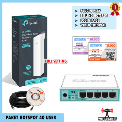 Paket Hotspot Mini RT RW Net sistem voucher - TP Link cpe 220