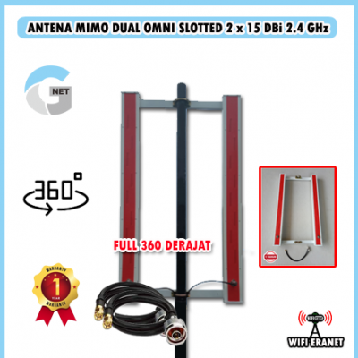 antena Wifi Gnet MIMO DUAL OMNI SLOTTED 2 x 15 DBi 2,4 GHz 360 DERAJAT